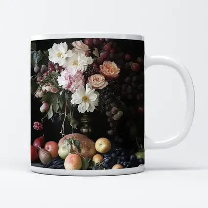 Dutch Masters Still Life Flowers Fruit Dark