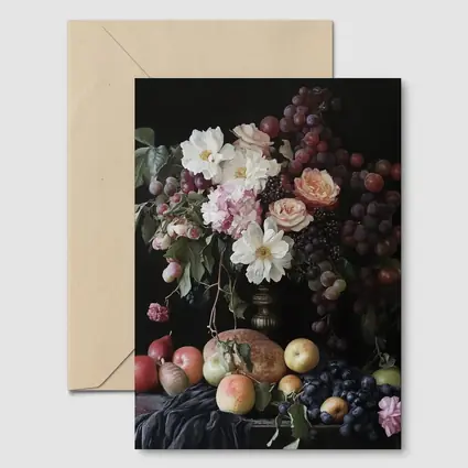 Dutch Masters Still Life Flowers Fruit Dark