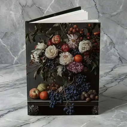 Dark Floral Still Life With Fruit