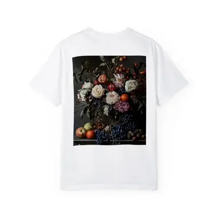 Dark Floral Still Life With Fruit