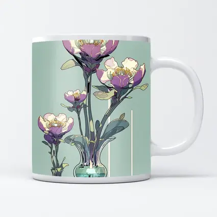 Art Nouveau Peonies In Glass Vases Illustration