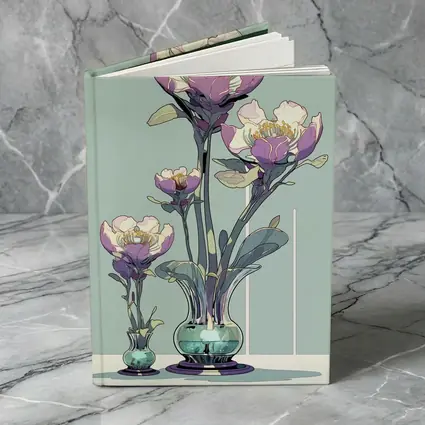 Art Nouveau Peonies In Glass Vases Illustration