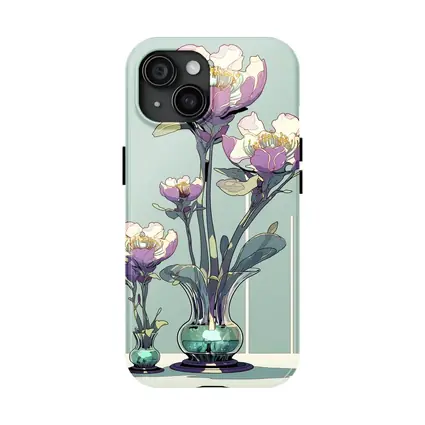 Art Nouveau Peonies In Glass Vases Illustration