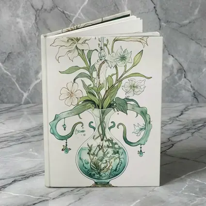White Lily Bouquet Glass Vase Art Nouveau