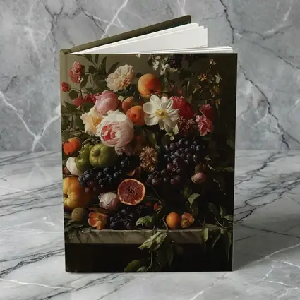 Dutch Still Life Flowers Fruit Marble Table