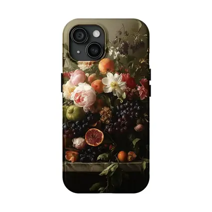 Dutch Still Life Flowers Fruit Marble Table
