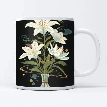White Lily Bouquet Dark Mystical Art