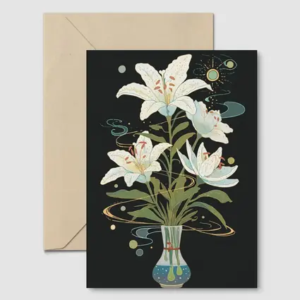 White Lily Bouquet Dark Mystical Art