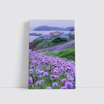 Purple Wildflowers Coastal Village Ocean View
