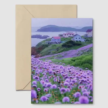 Purple Wildflowers Coastal Village Ocean View