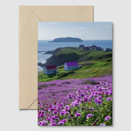 Purple Wildflowers Coastal Village Ocean View