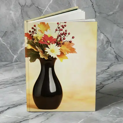 Autumn Flowers Black Vase Warm Background