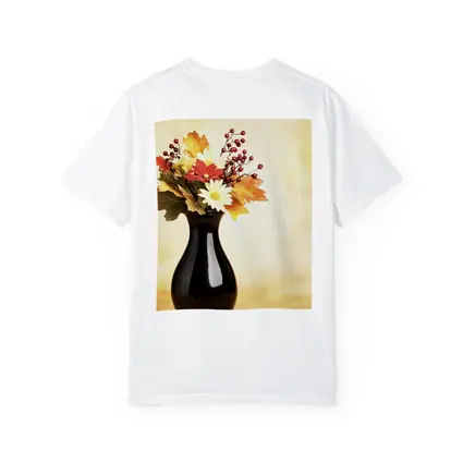 Autumn Flowers Black Vase Warm Background
