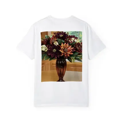 Deep Burgundy Dahlia Floral Arrangement Brown Vase