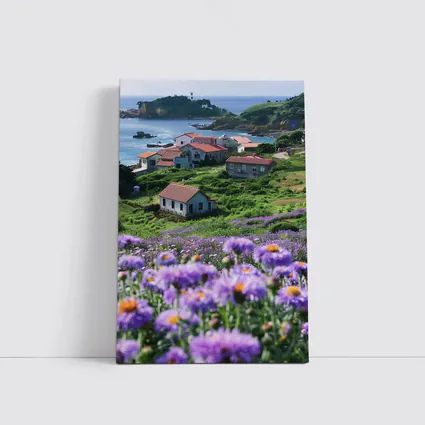 Purple Wildflowers Coastal Village Ocean View