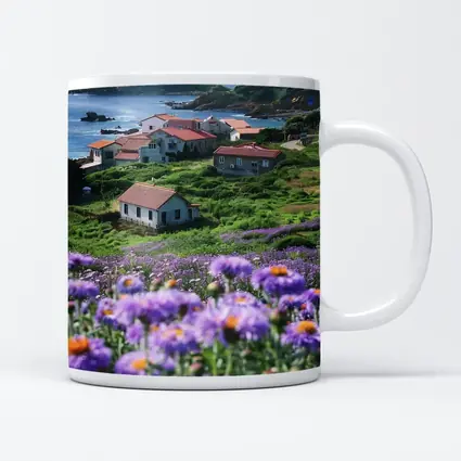 Purple Wildflowers Coastal Village Ocean View