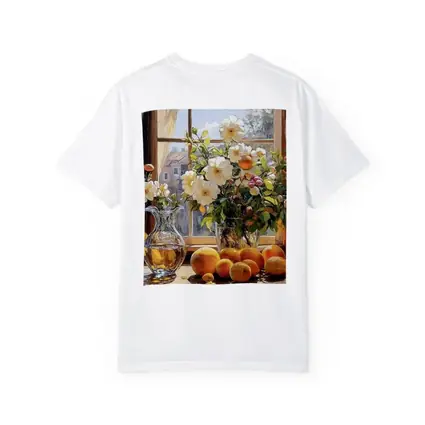 White Flowers Oranges Crystal Vase Window