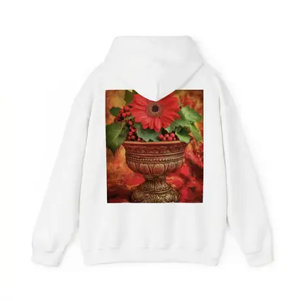 Red Gerbera Daisy Holly Berry Ornate Vase