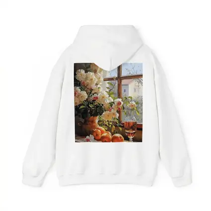White Roses Oranges Wine Glass Window Still Life