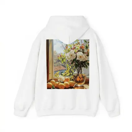 White Flowers Oranges Sunny Window Still Life