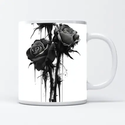 Black Ink Drip Roses Dark Floral Art