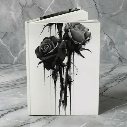 Black Ink Drip Roses Dark Floral Art
