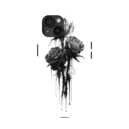 Black Ink Drip Roses Dark Floral Art