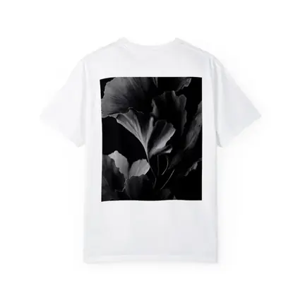 Ginkgo Leaves Black and White Dark Background