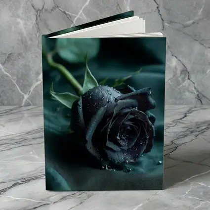 Black Rose With Dewdrops On Dark Fabric