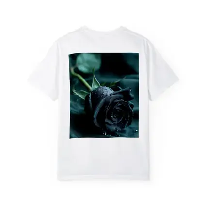 Black Rose With Dewdrops On Dark Fabric