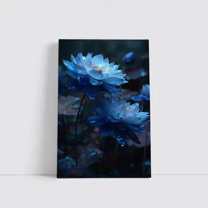 Blue Lotus Flowers Dark Moody Floral