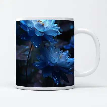 Blue Lotus Flowers Dark Moody Floral