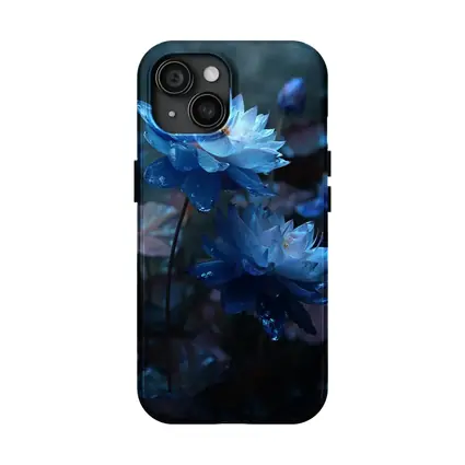 Blue Lotus Flowers Dark Moody Floral