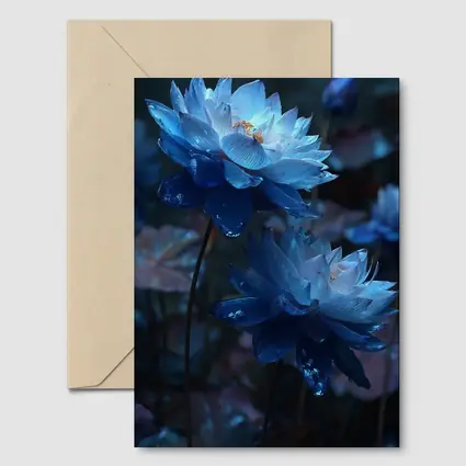 Blue Lotus Flowers Dark Moody Floral