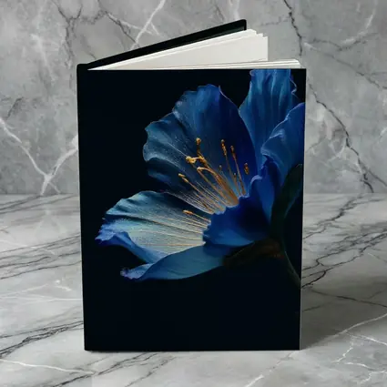 Blue Flower Golden Stamens Dark Background