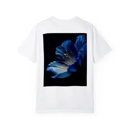 Blue Flower Golden Stamens Dark Background