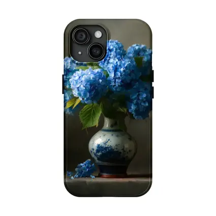 Blue Hydrangeas in Delft Porcelain Vase