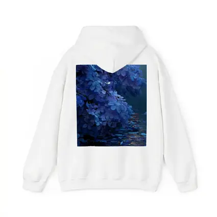 Blue Flowers Over Moonlit Water Night