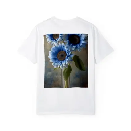 Blue Sunflowers in Glass Vase Painting