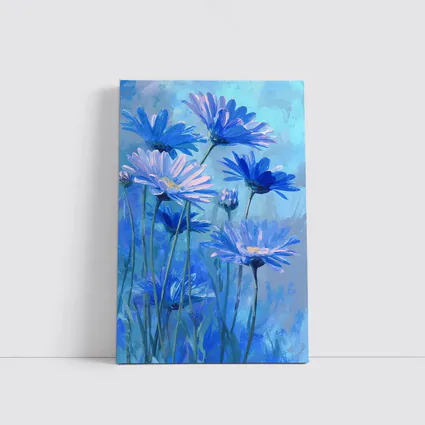 Blue Daisy Flowers Oil Painting Art