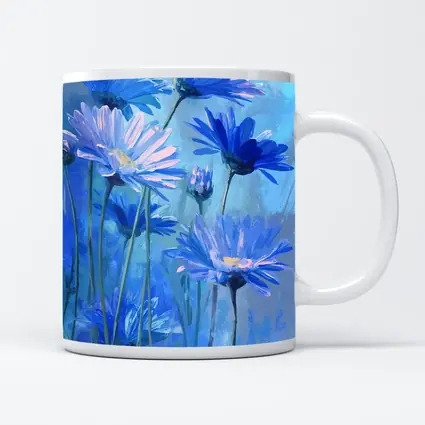 Blue Daisy Flowers Oil Painting Art