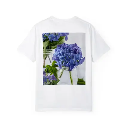 Blue Hydrangea Flowers In Glass Jars
