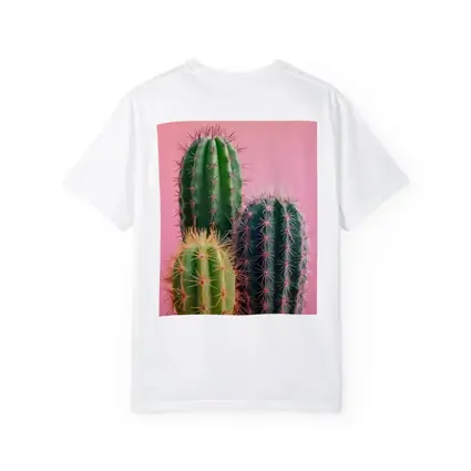 Three Green Cacti on Pink Background