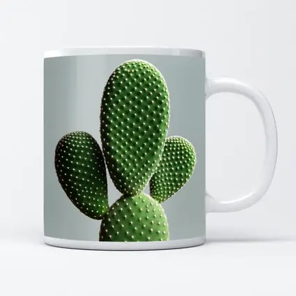 Prickly Pear Cactus on Gray Background
