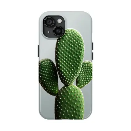 Prickly Pear Cactus on Gray Background