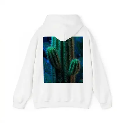 Green Saguaro Cactus Dark Blue Background