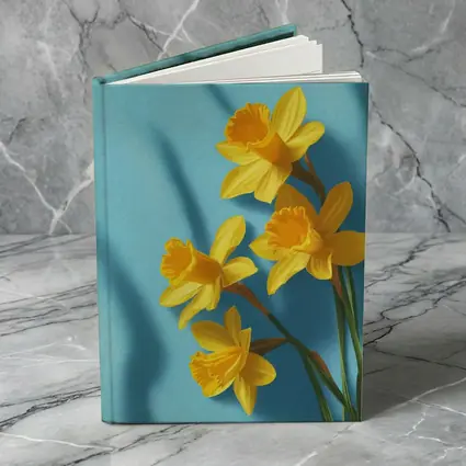 Yellow Daffodils On Light Blue Background