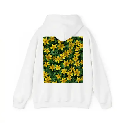 Yellow Wildflowers Dense Green Foliage Background