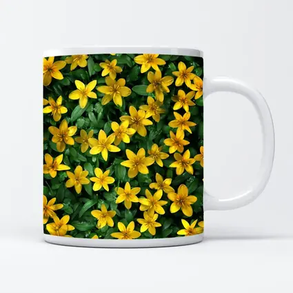 Yellow Wildflowers Dense Green Foliage Background