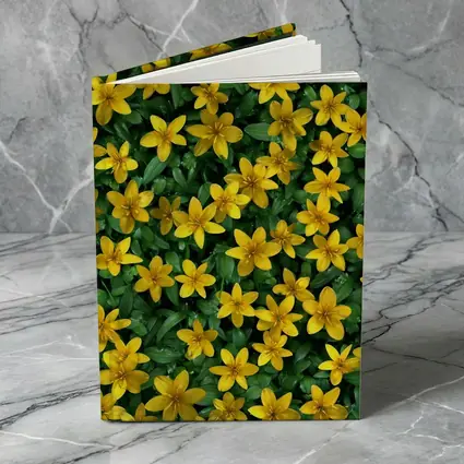 Yellow Wildflowers Dense Green Foliage Background